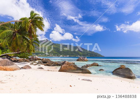 Beau Vallon Beach view on a sunny summer day, Beau Vallon Beach view on a sunny summer day, 136488838