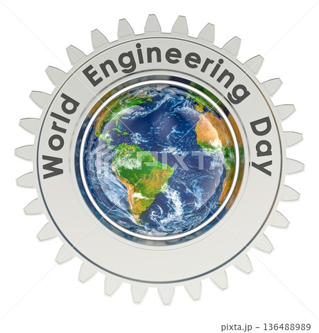 World Engineering Day concept with gear and Earth Globe. 3D rendering 136488989