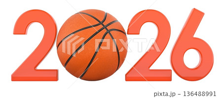 2026 basketball sports season and championship concept, 3D rendering 136488991