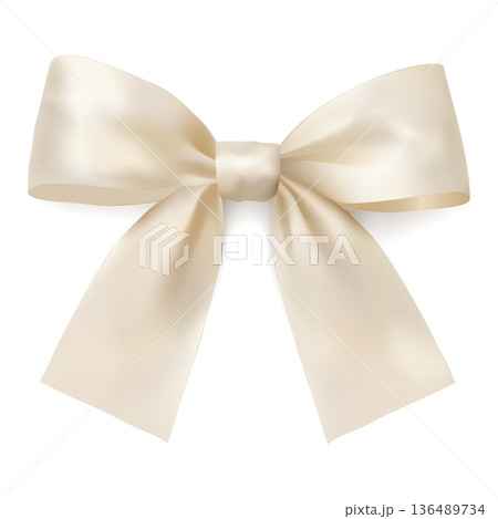 Blue satin ribbon bow with long tails isolated on white background realistic gift decoration element Blue satin ribbon bow with long tails isolated on white background realistic gift decoration element 136489734