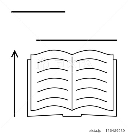 Education, learning, growth, knowledge, reading, abstract design. Minimalist open book surrounded by lines and an upward arrow. Education and growth concept by a book and arrow Education, learning, growth, knowledge, reading, abstract design. Minimalist open book surrounded by lines and an upward arrow. Education and growth concept by a book and arrow 136489980