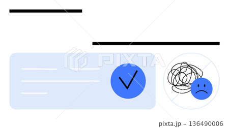Mental health, emotional wellness, stress management, validation, decision-making, and therapy support. A checkmark icon alongside a sad face with scribbles. Emotional wellness and therapy support Mental health, emotional wellness, stress management, validation, decision-making, and therapy support. A checkmark icon alongside a sad face with scribbles. Emotional wellness and therapy support 136490006