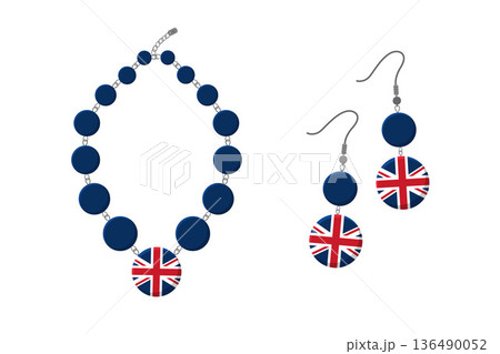 English Flag Inspired Jewelry Collection with Necklace and Earrings in Bold Red and White Design English Flag Inspired Jewelry Collection with Necklace and Earrings in Bold Red and White Design 136490052