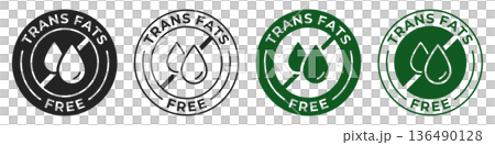 Trans fats free label. Low cholesterol icon. Trans fat free illustration for product packaging logo, sign, symbol or emblem. Low calories badge isolated. Trans fats free label. Low cholesterol icon. Trans fat free illustration for product packaging logo, sign, symbol or emblem. Low calories badge isolated. 136490128