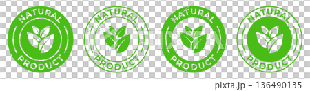 Natural product label. Organic ingredients vector illustration for product packaging logo, sign, symbol or emblem. Natural product icon isolated. Natural product label. Organic ingredients vector illustration for product packaging logo, sign, symbol or emblem. Natural product icon isolated. 136490135