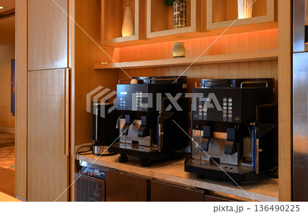 Modern Heavy-duty coffee maker or coffee machine prepare for services in Conference event. Modern Heavy-duty coffee maker or coffee machine prepare for services in Conference event. 136490225