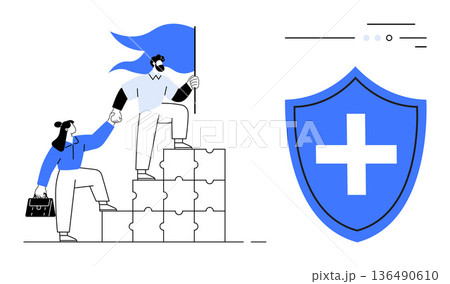 Teamwork, leadership, protection,...のイラスト素材 [136490610] - PIXTA