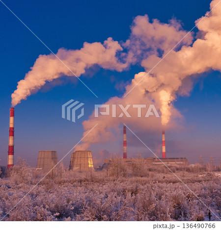 Beautiful winter industrial landscape shot at morning 136490766