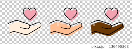 多様性・多国籍を表すハートと手のアイコン 版ズレ風 多様性・多国籍を表すハートと手のアイコン 版ズレ風 136490868