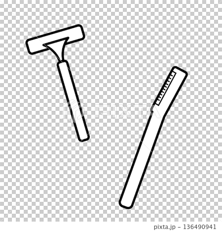 Razor monochrome line drawing icon set Razor monochrome line drawing icon set 136490941