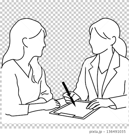 カウンセリングする女性のピクトグラム	 136491035