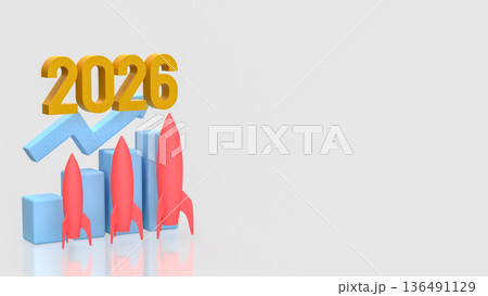 Multiple Rocket Launch Business Growth Concept 2026 3d render. 136491129