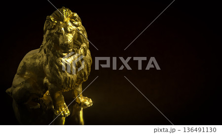 Golden Lion Symbol Of Power And Leadership 3d render. Golden Lion Symbol Of Power And Leadership 3d render. 136491130