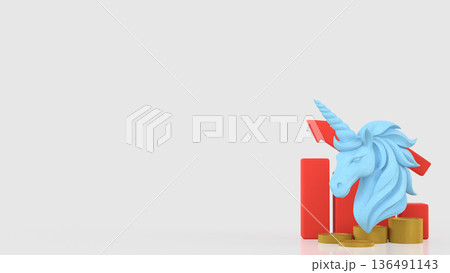 Unicorn Financial Growth Concept With Rising Market Value 3d render. 136491143