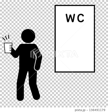 Pictogram of urine collection scene for urine test Pictogram of urine collection scene for urine test 136491179