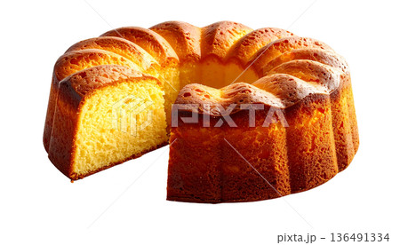 バウムクーヘン 伝統的なリング型ケーキイラスト 136491334