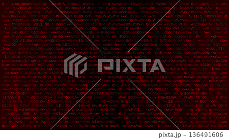Corrupted Cipher - Deep Red Glitch Binary Matrix with Cryptic Cybersecurity Symbols Corrupted Cipher - Deep Red Glitch Binary Matrix with Cryptic Cybersecurity Symbols 136491606
