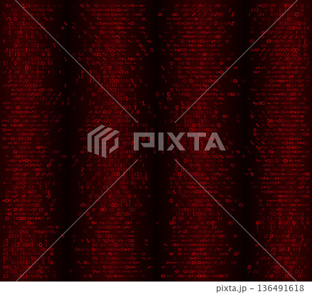 Crimson Pillars - Vertical Binary Stream Alignment in Cyberpunk Dark Space Crimson Pillars - Vertical Binary Stream Alignment in Cyberpunk Dark Space 136491618