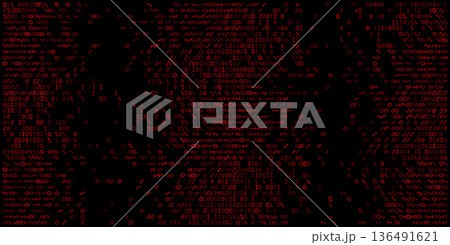 Red Binary Breach - Digital Surveillance Data Stream in Cyberpunk Void Red Binary Breach - Digital Surveillance Data Stream in Cyberpunk Void 136491621