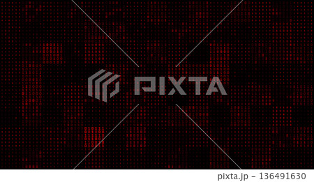 Crimson Halftone Breach - Cyberpunk Binary Grid with Surveillance Distortion and Data Void 136491630