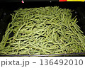 Green Beans shot closeup on a shelf at a Supermarket Green Beans shot closeup on a shelf at a Supermarket 136492010