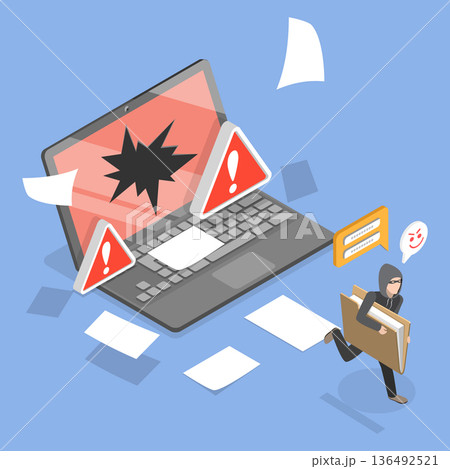 3D Isometric Flat Vector Illustration of Information Leak, Concept Of Data Leakage In Information Security. 136492521
