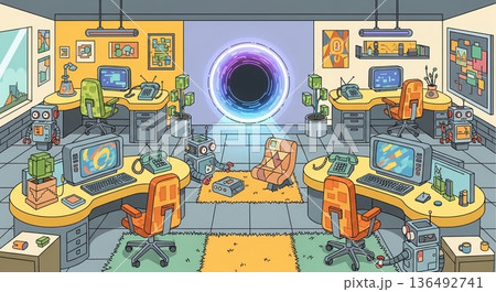 レトロフューチャーオフィス: ポータルが開く新時代 136492741