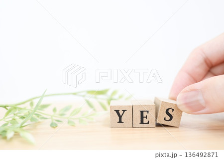 YESの文字ブロック。前向きな意思表示のイメージ。 136492871