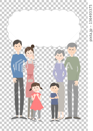 Anxious three-generation family Anxious three-generation family 136493375