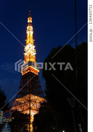 東京タワーの美しい夜景とライトアップ 136493752
