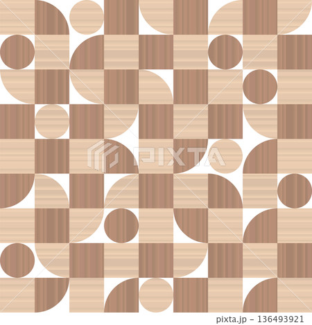 市松模様　木目　寄木細工　ランダム　1 136493921