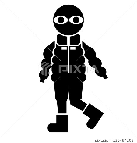 ダウン着た農夫 136494103