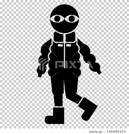 ダウン着た農夫 136494103