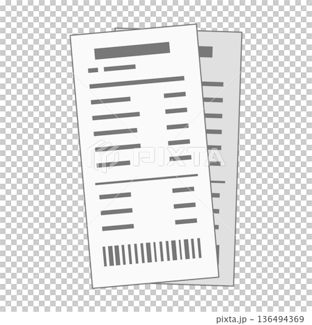 Illustration of two overlapping receipts Illustration of two overlapping receipts 136494369