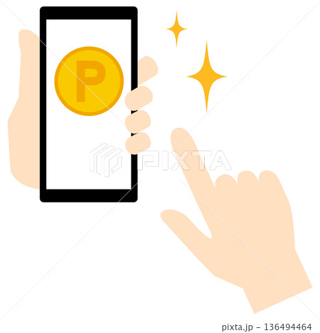 ポイントを貯める・使うイメージのスマホ操作画面素材 ポイントを貯める・使うイメージのスマホ操作画面素材 136494464