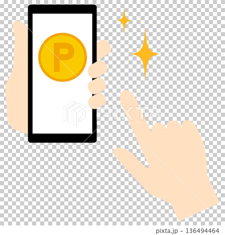 ポイントを貯める・使うイメージのスマホ操作画面素材 ポイントを貯める・使うイメージのスマホ操作画面素材 136494464
