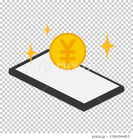 Image of cashless payment using a smartphone and Japanese yen coins Image of cashless payment using a smartphone and Japanese yen coins 136494465