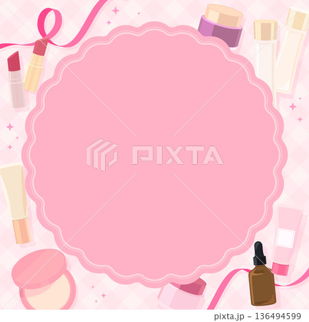 母の日のコスメフレーム_ピンク文字なし_正方形 136494599