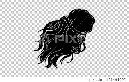 Black and white illustration of Coma Berenices' hair (with white outline) 136495095
