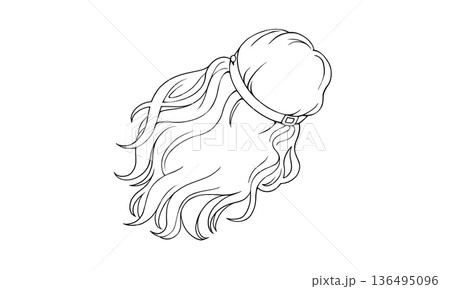 かみのけ座の髪の線画イラスト 136495096