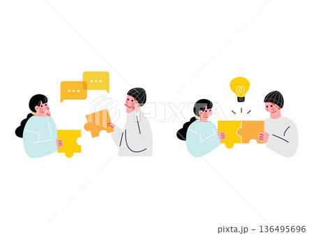 考える男女 136495696