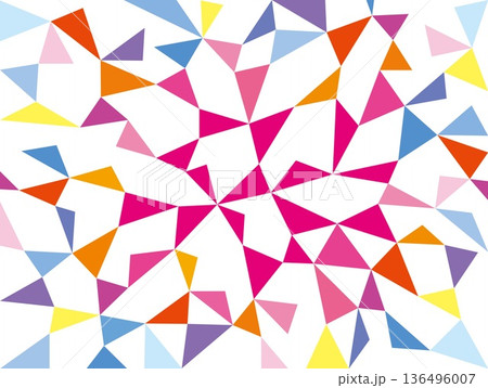 幾何学模様　三角形　白背景　カラフル　ピンク 136496007