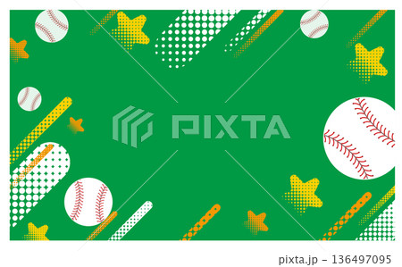 緑のホームラン背景イラスト 136497095