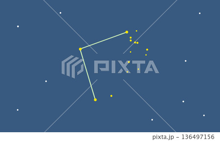 星空に浮かぶかみのけ座のカラーイラスト（星座線） 136497156