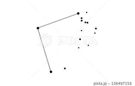 かみのけ座の星座線のモノクロイラスト 136497158