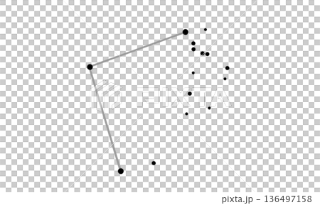 かみのけ座の星座線のモノクロイラスト 136497158