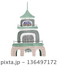 石川県　金沢　尾山神社の水彩風イラスト 136497172
