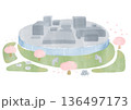 21世紀美術館　春の金沢　水彩風イラスト 136497173
