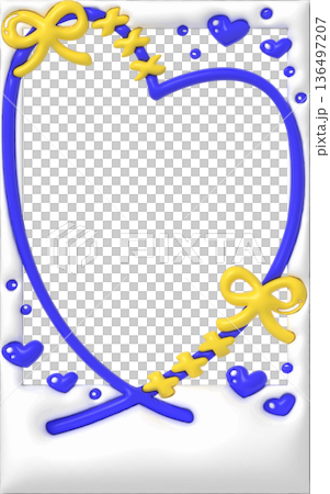 落書き インスタントカメラ デコレーション フレーム チェキ フィルム 推し活 ぷっくり 青 黄色 136497207