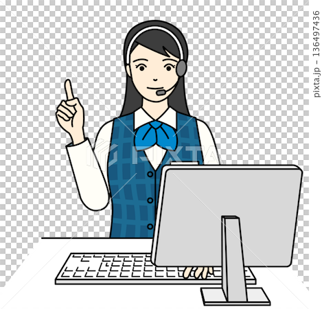 一名身穿制服的女操作員指出重點並解釋。 136497436